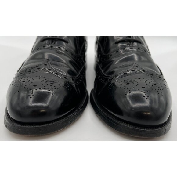 Vtg Johnston & Murphy Aristocraft Black Shell Cordovan Wingtip Size 10C Oxfords - Picture 3 of 12